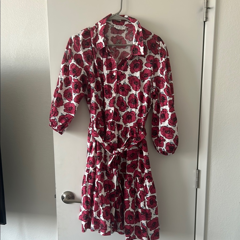 Floral Red and White Dress